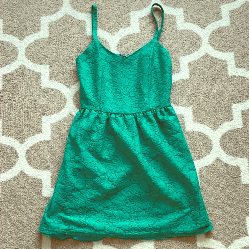 Emerald green lace dress